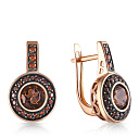 Серьги с английским замком из красного золота с раухтопазом