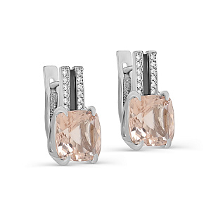 Серьги с английским замком из белого золота с бриллиантами