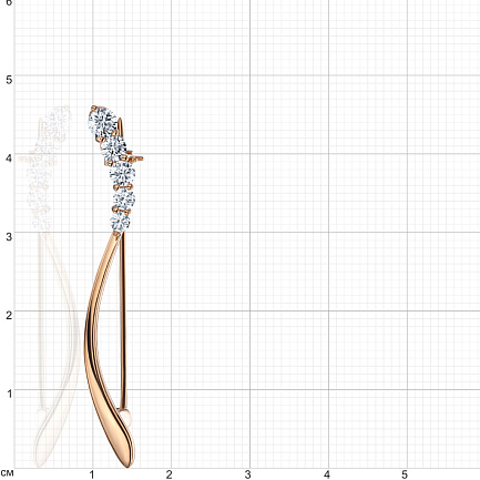 Брошь из красного золота с фианитами