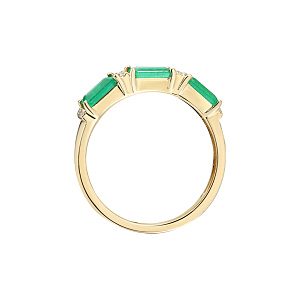 Кольцо из желтого золота с бриллиантами, изумрудами