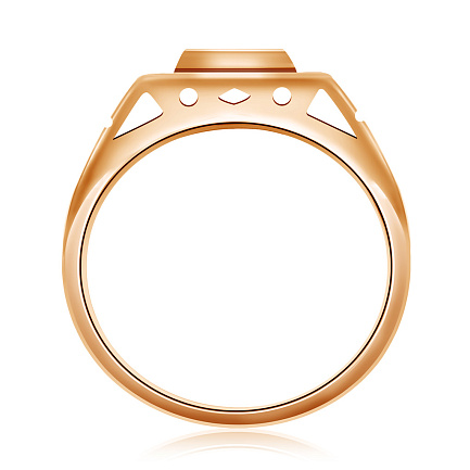 Печатка из красного золота с фианитом