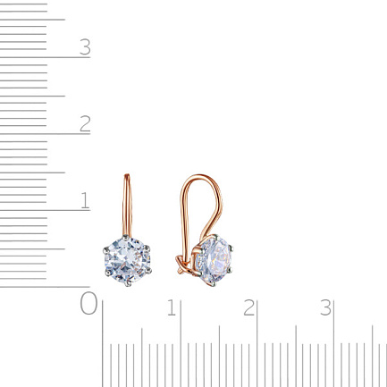 Серьги с французским замком из красного золота с фианитом