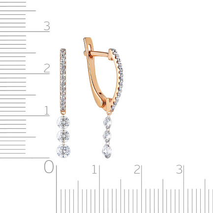 Серьги с английским замком из красного золота с бриллиантами