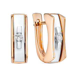 Серьги с английским замком из красного золота с бриллиантами