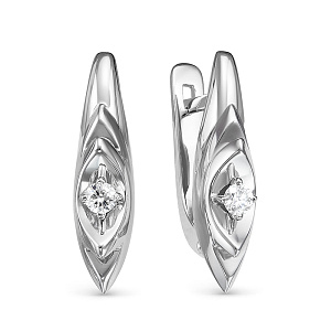 Серьги с английским замком из белого золота с бриллиантами