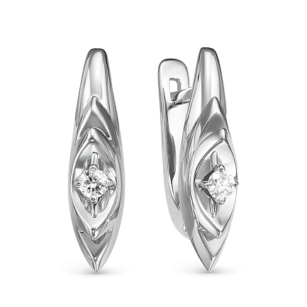 Серьги с английским замком из белого золота с бриллиантами