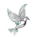 Брошь из серебра с позолотой, фианитом