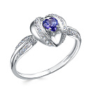 Кольцо из белого золота с бриллиантами, танзанитом