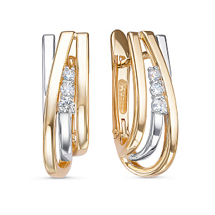 Серьги из красного золота с бриллиантом