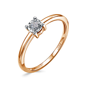 Кольцо из красного золота с бриллиантом