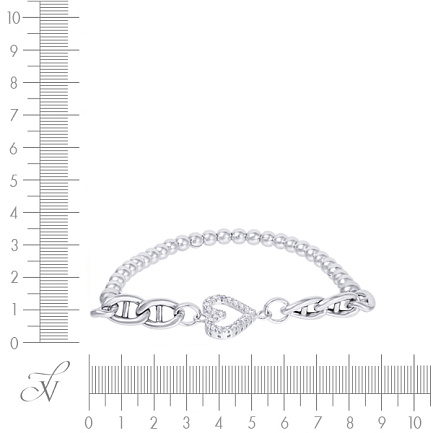 Браслет декоративный из серебра с фианитом