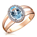 Кольцо из красного золота с топазом, фианитом