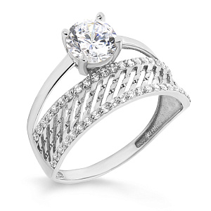 Кольцо из серебра с фианитами