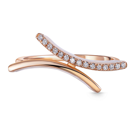 Кольцо из красного золота с бриллиантами, перламутром