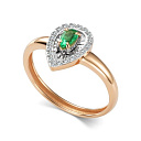 Кольцо из красного золота с бриллиантами, изумрудом