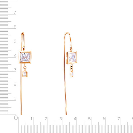 Продевки из красного золота с фианитом