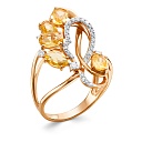 Кольцо из красного золота с бриллиантами, сапфирами