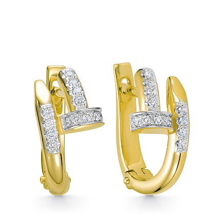 Серьги из желтого золота с бриллиантами