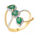 Кольцо из желтого золота с бриллиантами, изумрудами
