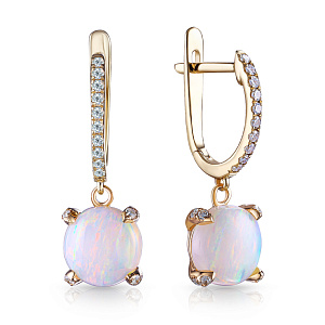 Серьги с английским замком из желтого золота с бриллиантами