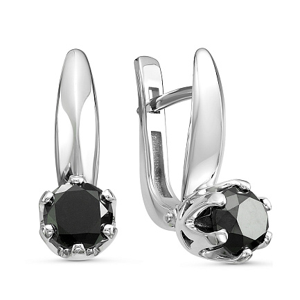 Серьги с английским замком из белого золота с бриллиантами