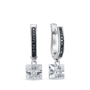 Серьги из белого золота с бриллиантом