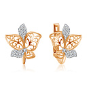 Серьги из красного золота с фианитом