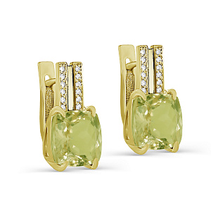 Серьги с английским замком из желтого золота с бриллиантами