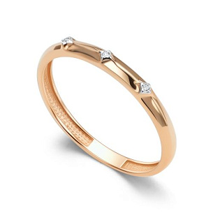 Кольцо обручальное из красного золота с бриллиантом