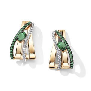 Серьги с английским замком из красного золота с бриллиантом