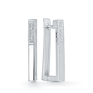 Серьги из белого золота с бриллиантом