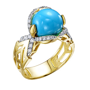 Кольцо из желтого золота с бриллиантом