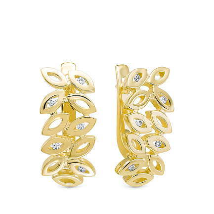 Серьги из желтого золота с бриллиантами