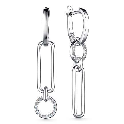 Серьги с английским замком из серебра с фианитами