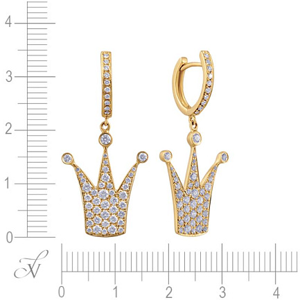 Серьги из желтого золота с бриллиантами