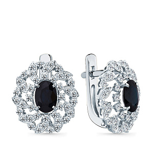 Серьги с английским замком из белого золота с бриллиантами