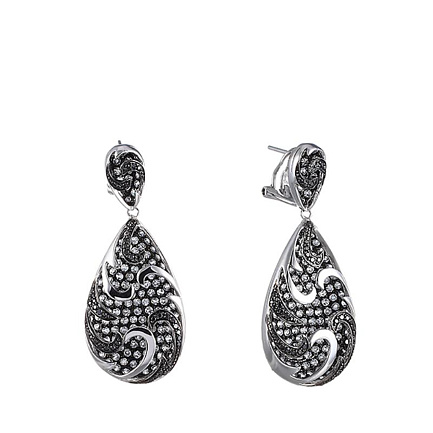 Серьги из белого золота с бриллиантами, топазами