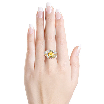 Кольцо из белого золота с бриллиантами, сапфирами