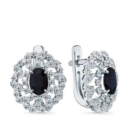 Серьги с английским замком из белого золота с бриллиантами