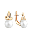 Серьги с английским замком из красного золота с жемчугом