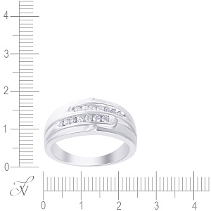 Кольцо мужское из белого золота с бриллиантами