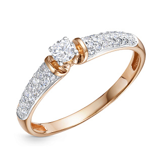 Кольцо помолвочное из красного золота с бриллиантом