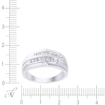 Кольцо мужское из белого золота с бриллиантами