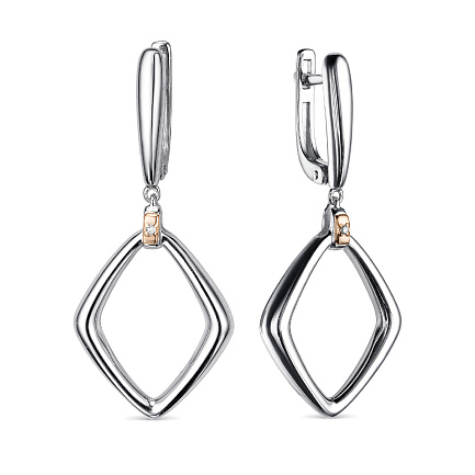 Серьги с английским замком из серебра с бриллиантами