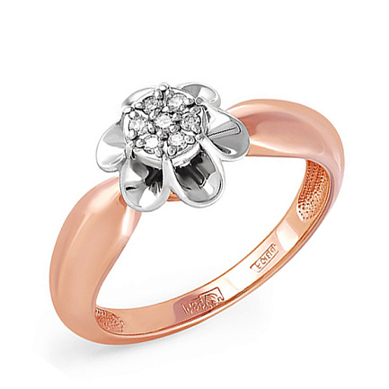 Кольцо из красного золота с бриллиантами