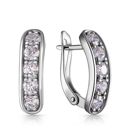 Серьги из серебра с фианитом