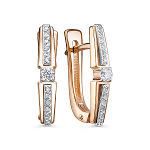 Серьги с английским замком из красного золота с бриллиантами