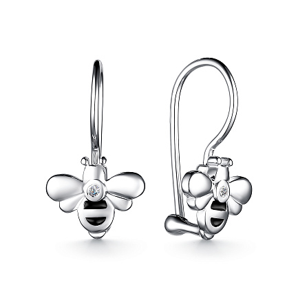 Серьги с французским замком из серебра с фианитами