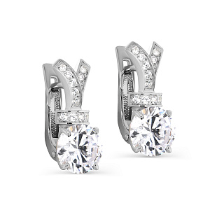 Серьги с английским замком из серебра с фианитами