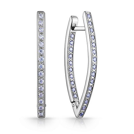 Серьги с английским замком из серебра с фианитом